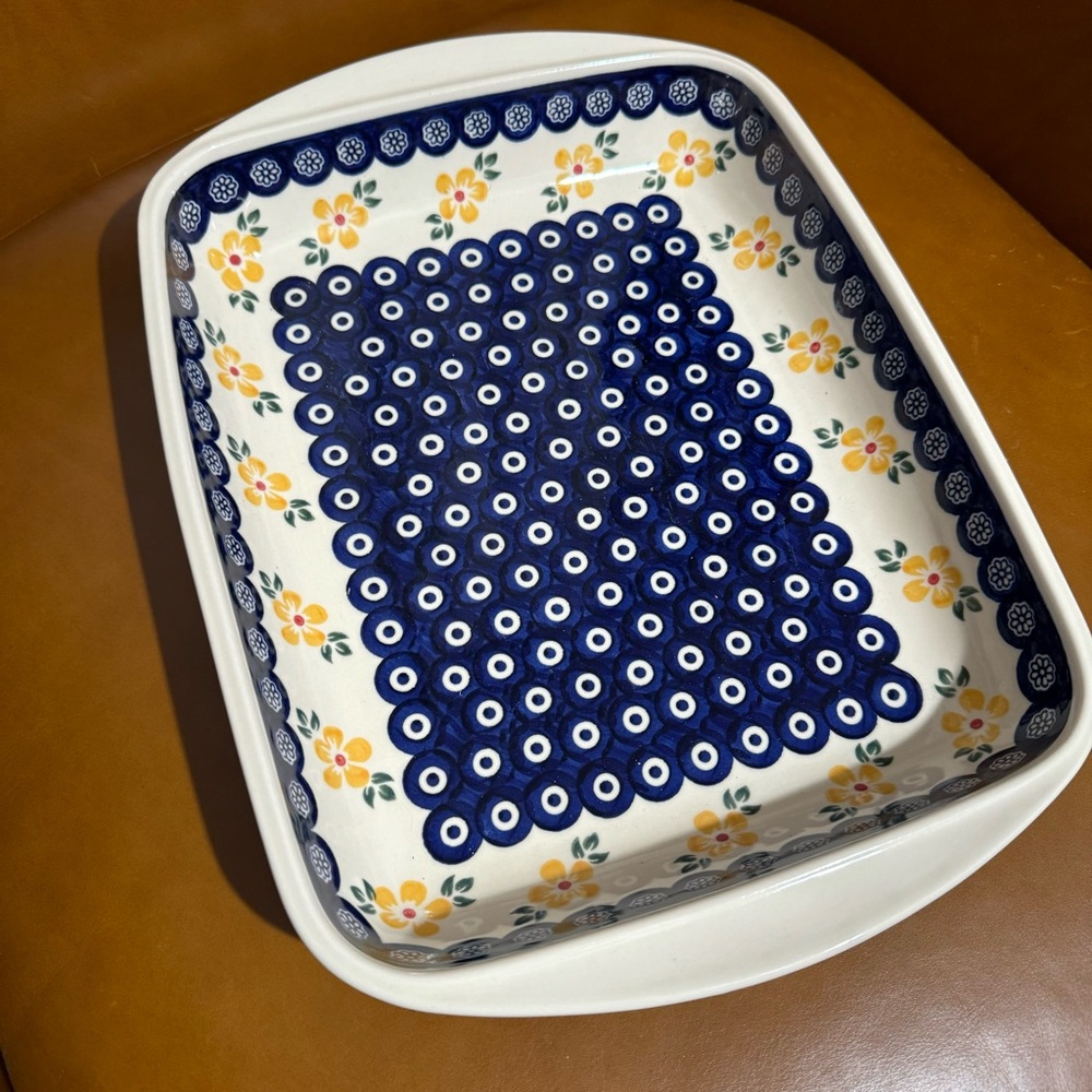 Polish Pottery Baking Dish  Boleslawiec Wiza Ceramika  13.5” x10” x 2”